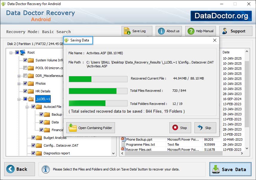 Save recovered data