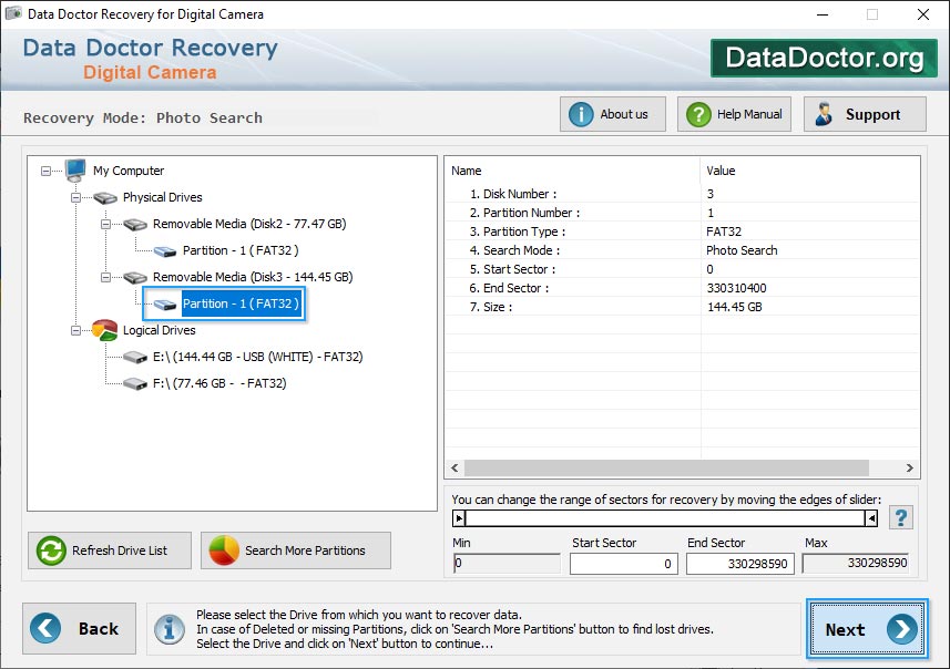 Select partition