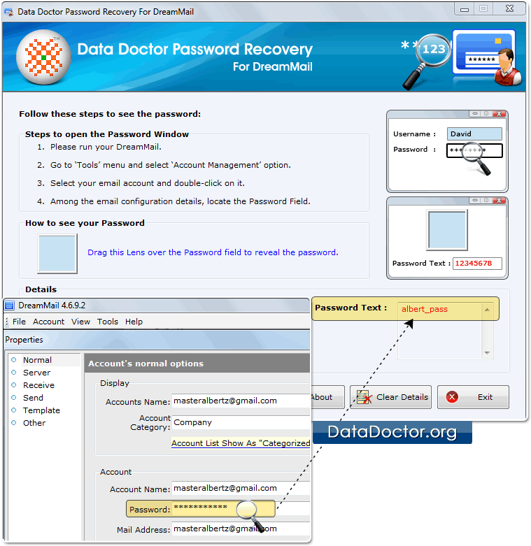 Password Recovery restores lost or forgotten password from different  applications