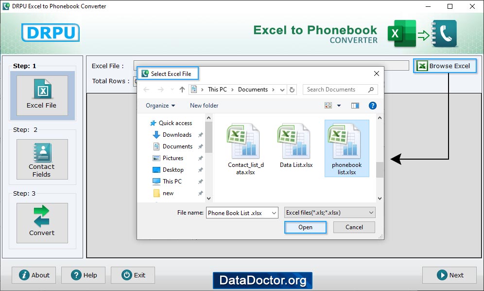 Select excel files