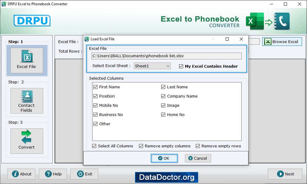 Select excel sheet