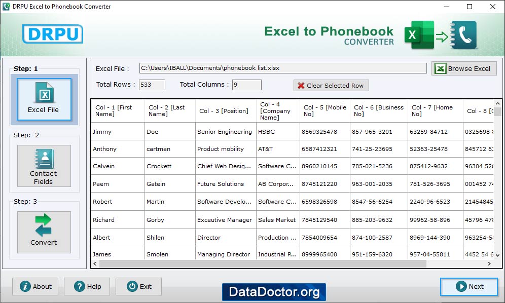 Sheet data view