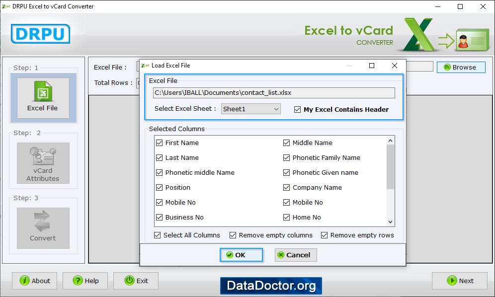 Select excel sheet