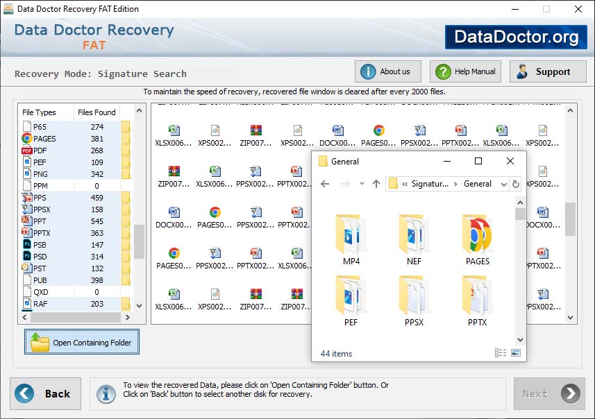 View recovered data