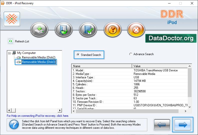 iPod data recovery software two search mode