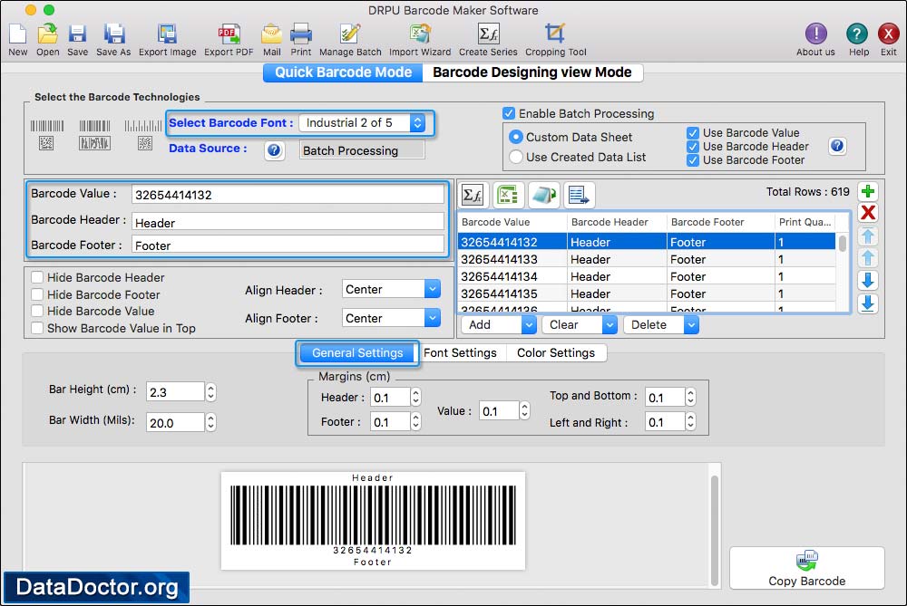 Select barcode font