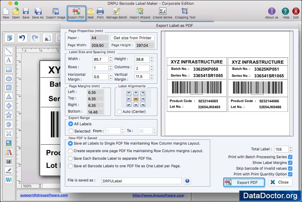 Export Label as PDF