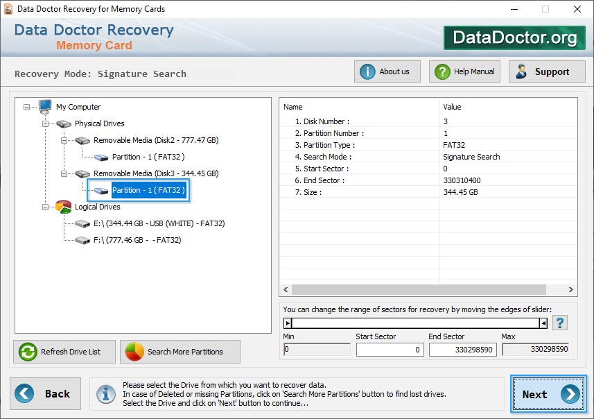 Select partition