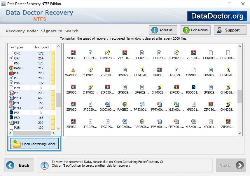 View recovered data