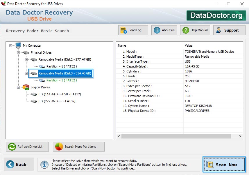 Software de recuperación de datos de memoria USB