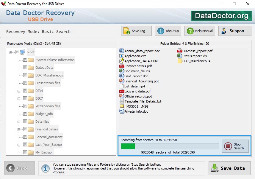 Software de recuperación de datos de memoria USB