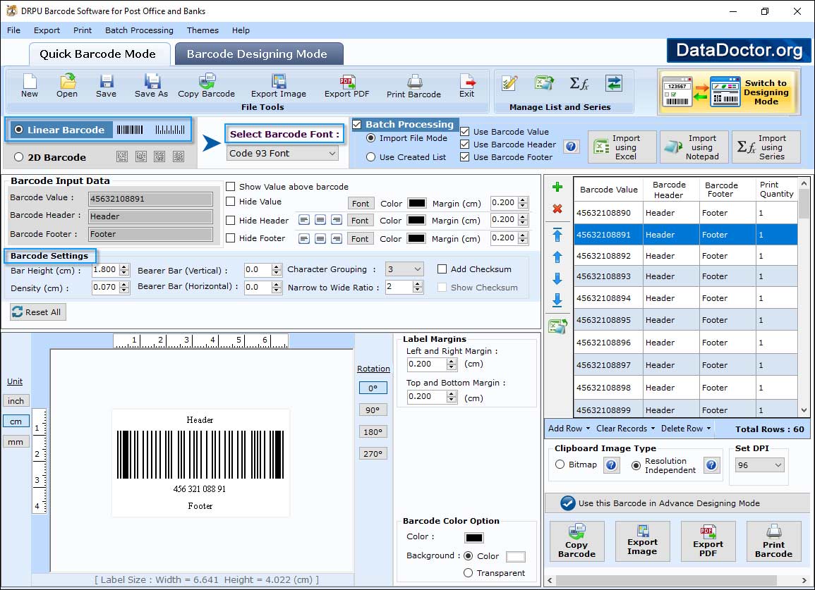 Select Barcode Technologies and Barcode Type