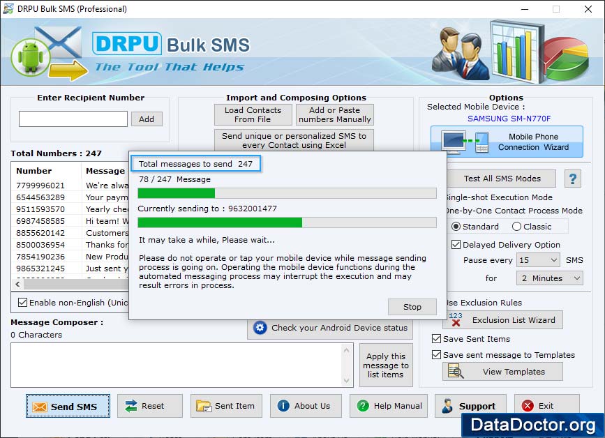 SMS Sending Process