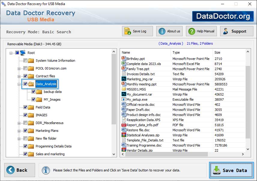 Save recovered data