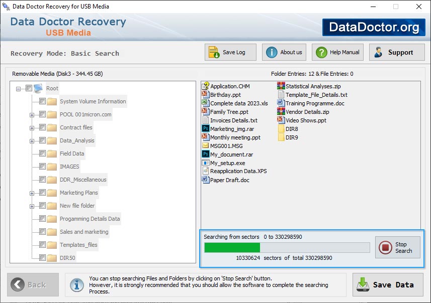 Files searching process