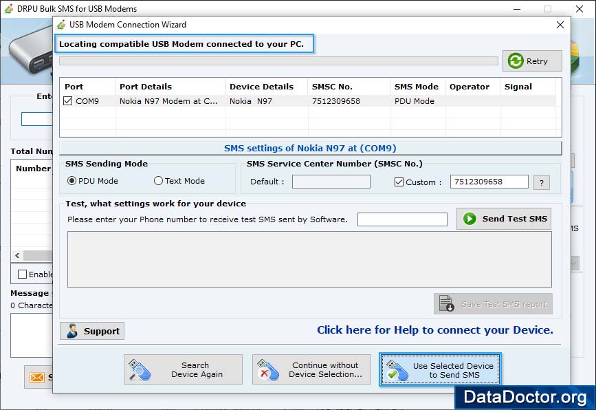 Connect USB modems to software