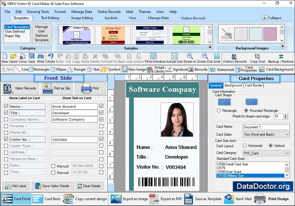 Visitors ID Gate Pass Maker Software