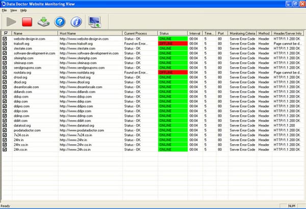 website monitoring software screenshot